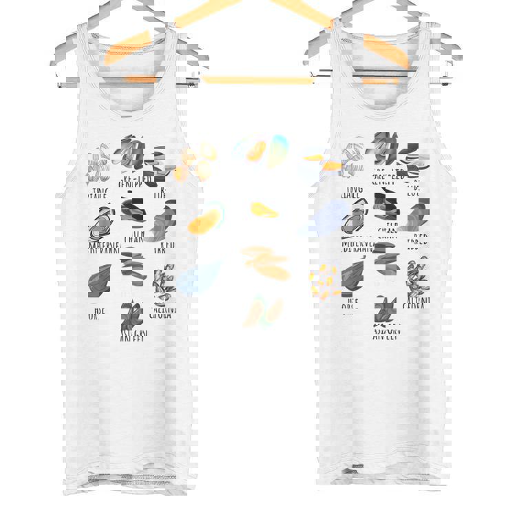 異なる種類のムール貝の品種コレクション、かわいいムール貝が大好き タンクトップ