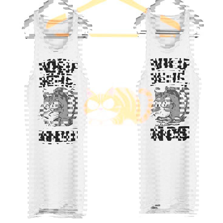 皮肉な猫好き 面白い 内向的 反社会的 不機嫌そうなキティ タンクトップ