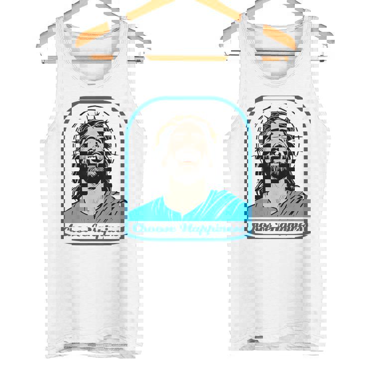 笑うイエス キリスト 喜び 幸せな笑顔 自信 いばらの冠 満足感 クリスマスプレゼント 贈り物 お土産 ポジティブ タンクトップ