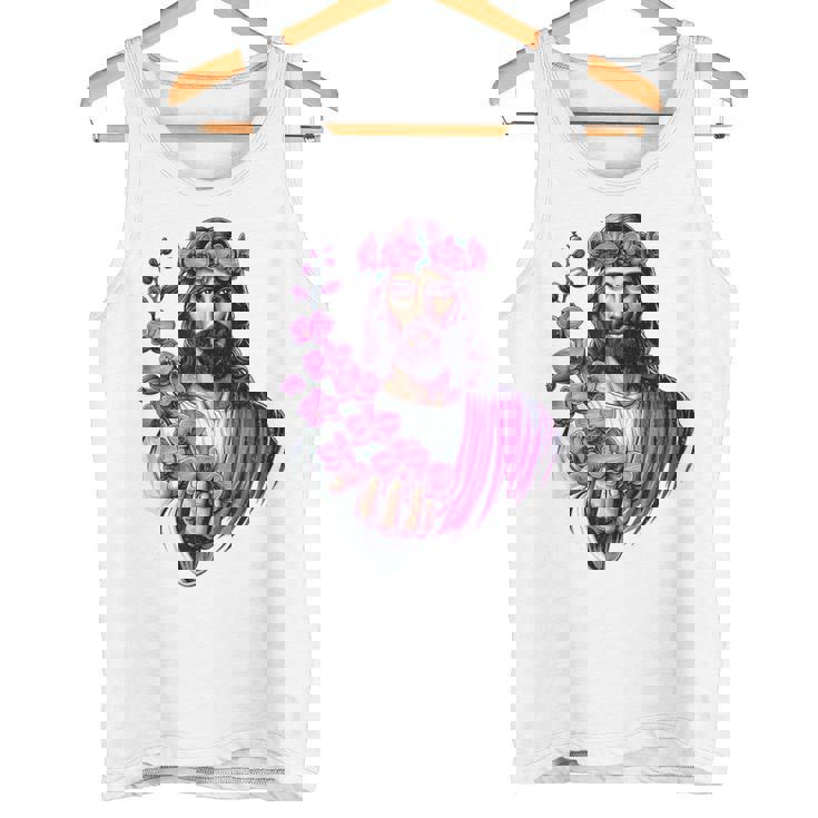 紫の蘭を持つイエス タンクトップ