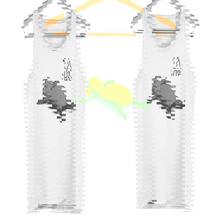 終わった、リラックスしているカエル、カエル好きの面白いカエル、カエル タンクトップ