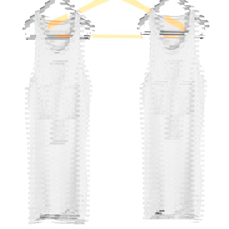 薄風化-ホワイト-クロス-ペイント-オン-レッド-ガード-ライフ タンクトップ