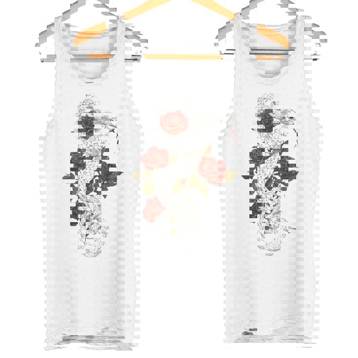 蛇爬虫類 蛇 バラ 花 爬虫類 ギフト タンクトップ