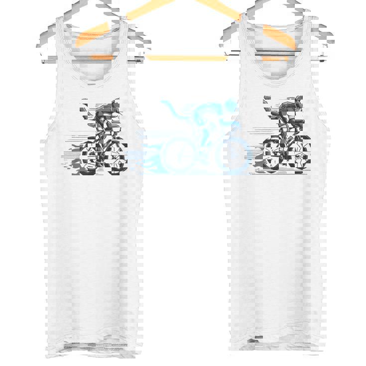 趣味のサイクリストのためのおしゃれな面白いロードバイク猫。 タンクトップ