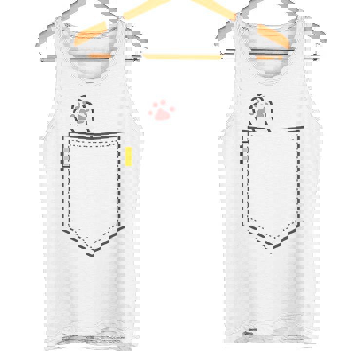 隠れネコ ねこ 猫 隠す 猫好き 猫の足 猫足 肉球 白猫 ワンポイント ポケット デザイン かわいい おもしろ タンクトップ