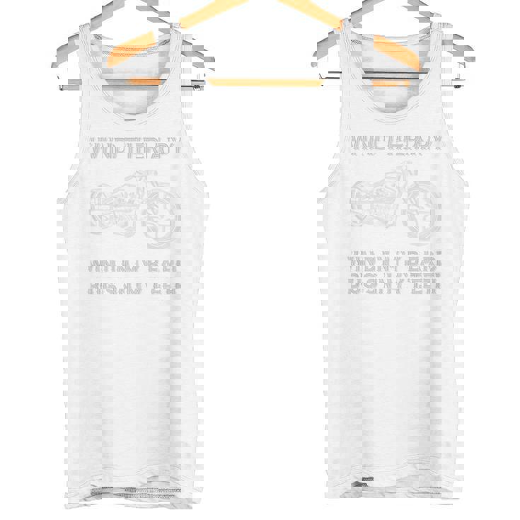 メンズ 面白い 白頭バイカーとあごひげバイク バックプリント タンクトップ