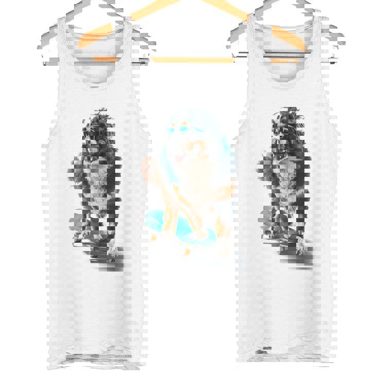 面白いスケートボード バーニーズマウンテンドッグ スケーター スケートグラフィック タンクトップ