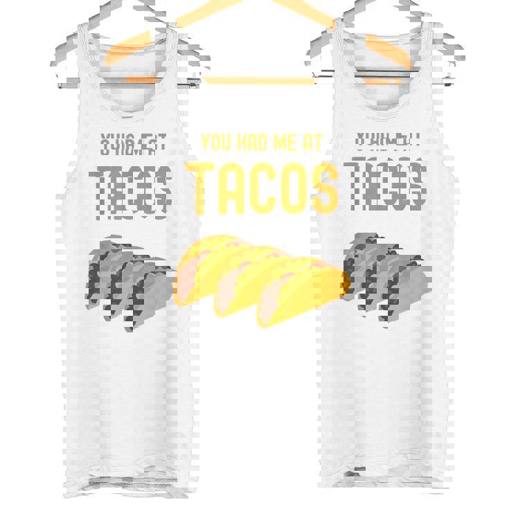 面白いタコス You Had Me At Tacos かわいい 愛らしいタコス フード タンクトップ