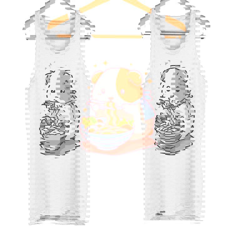 面白いモルモット 箸でラーメンを食べる アニメ 長袖tシャツ タンクトップ