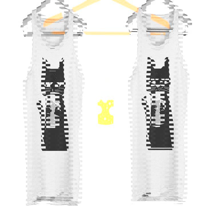 面白い黒猫はビールが大好きおもしろいビール好き タンクトップ