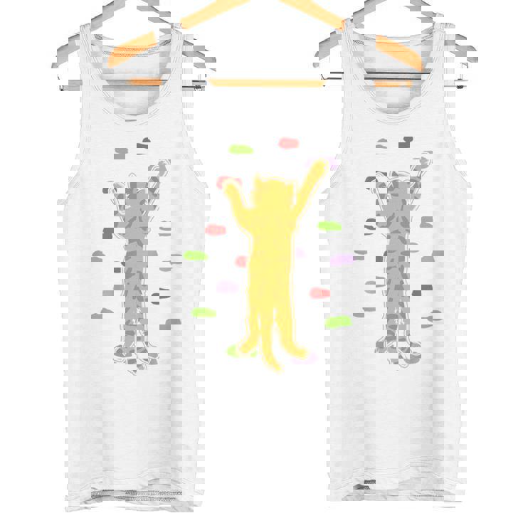 面白くてかわいいボルダーロッククライミングキャット背中にプリント タンクトップ