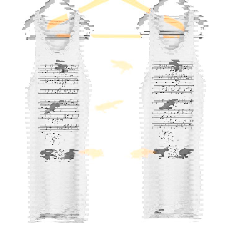 音符で遊ぶ面白いカモノハシ タンクトップ