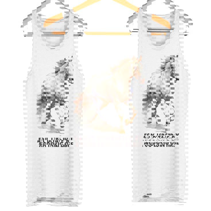 馬の水彩画、乗馬、優雅な高速ランニング馬 タンクトップ