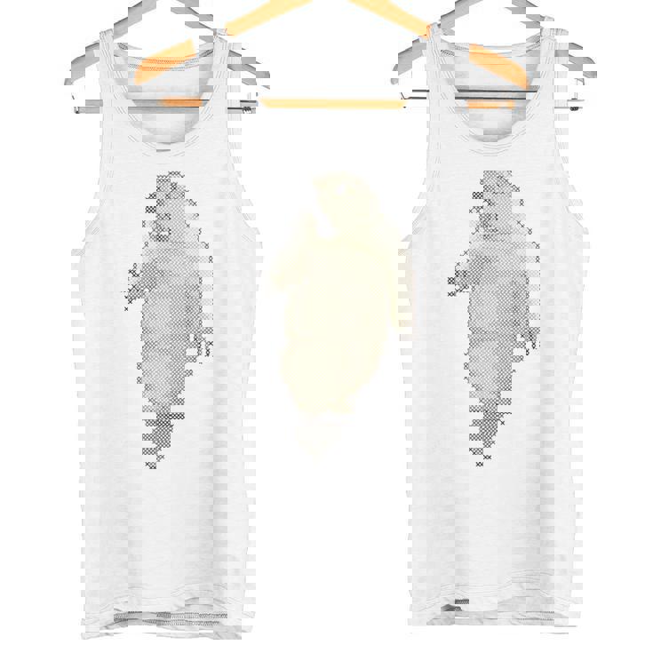 驚愕した マーモット ステッチ デザイン おもしろい 動物 レトロゲーム ドット絵 タンクトップ