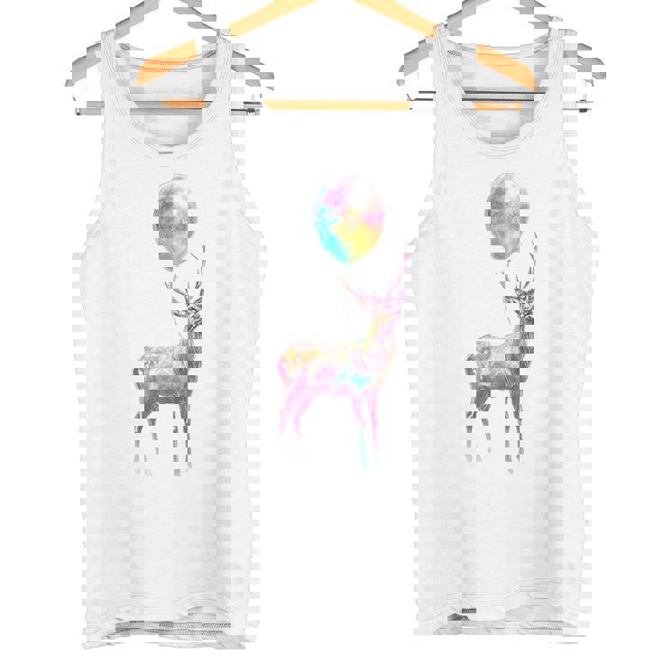 鹿 カラフル モチーフ 抽象 動物 プリント アート 鹿 タンクトップ
