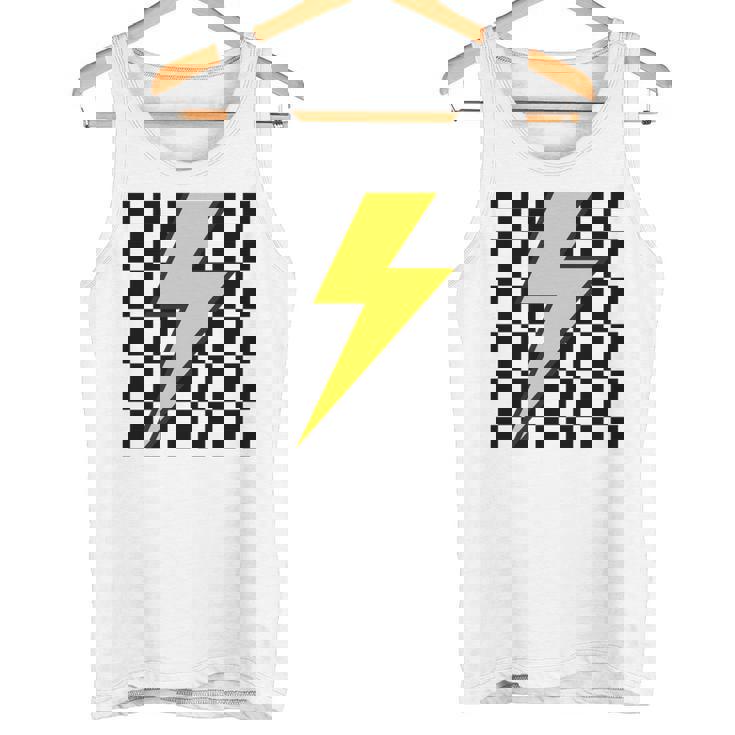 黄色の稲妻チェッカー審美的レーシング 長袖tシャツ タンクトップ