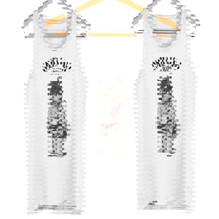 黒柴犬 柔道空手マスター 白柔道師 タンクトップ