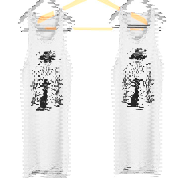 黒猫 カウボーイハット ウェスタン Ufo エイリアン 面白い かわいい タンクトップ