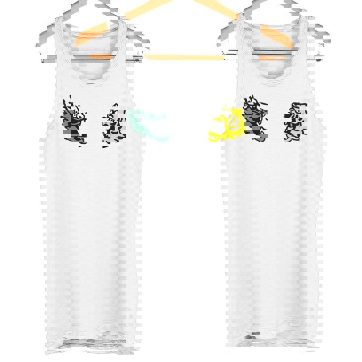 龍 虎 対決 和風キャラクターアート デフォルメポップデザイン タンクトップ