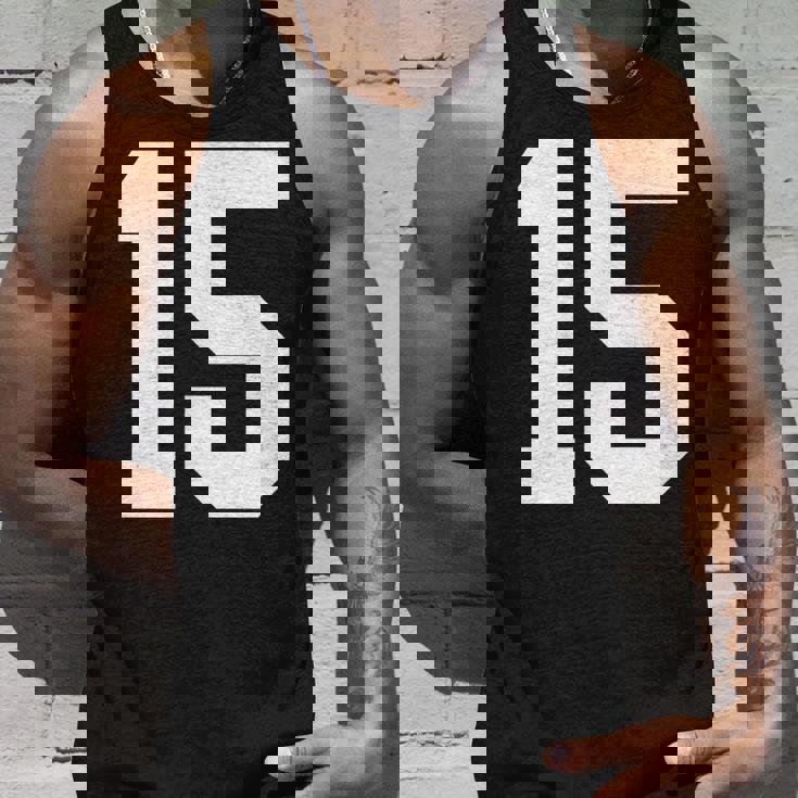 15番のカレッジスポーツスタイル。ホワイト。 タンクトップ 彼への贈り物