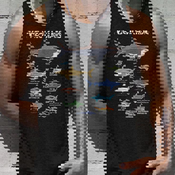 9種類のサメ教育カラフルな海英語 タンクトップ 彼への贈り物