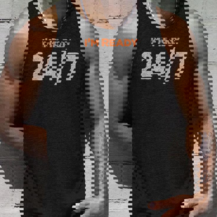 I Am Ready 247 おもしろミーム タンクトップ 彼への贈り物