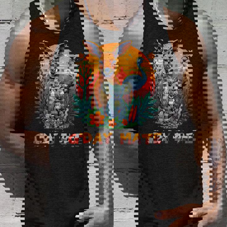 Australia G'day Mate And Aussie Animals Kangaroo Koala Emu タンクトップ 彼への贈り物