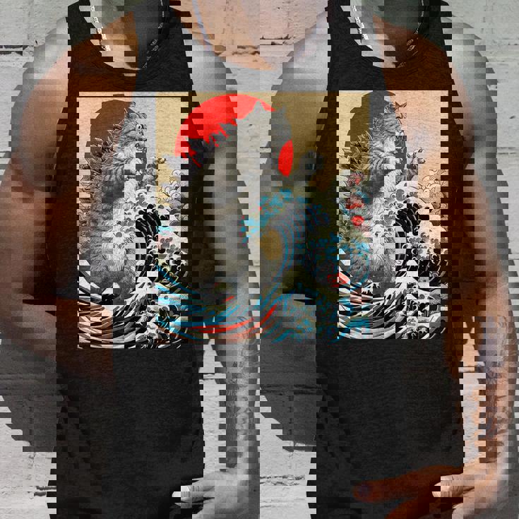 Catzilla 猫日本美術面白い猫 タンクトップ 彼への贈り物