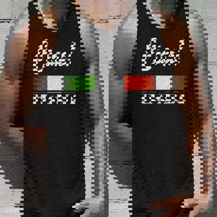 Ciao Italia トリコロールグリーン 白と赤 イタリア国旗 イタリア タンクトップ 彼への贈り物