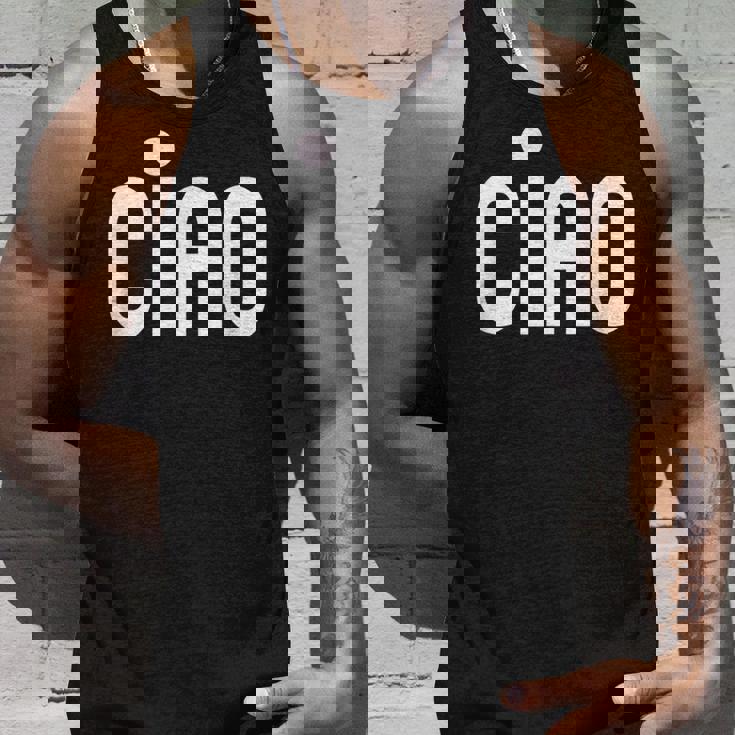 Ciao イタリア語の格言 白とピンクのミニマリスト タンクトップ 彼への贈り物