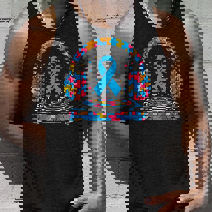 Dj ヘッドフォン パズル 自閉症啓発 自閉症 レディース メンズ タンクトップ 彼への贈り物