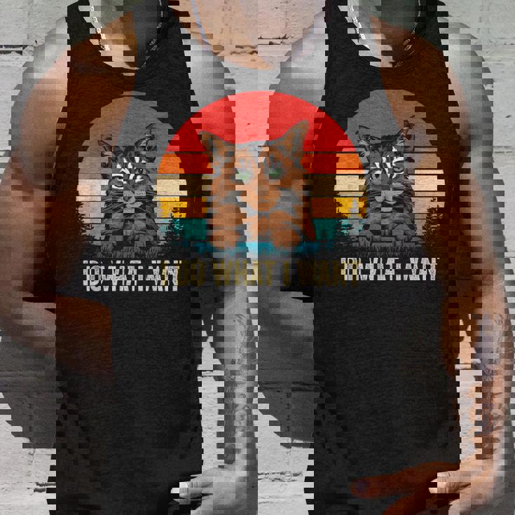 I Do What I Want Cat レトロ ヴィンテージ 面白い 猫好き タンクトップ 彼への贈り物