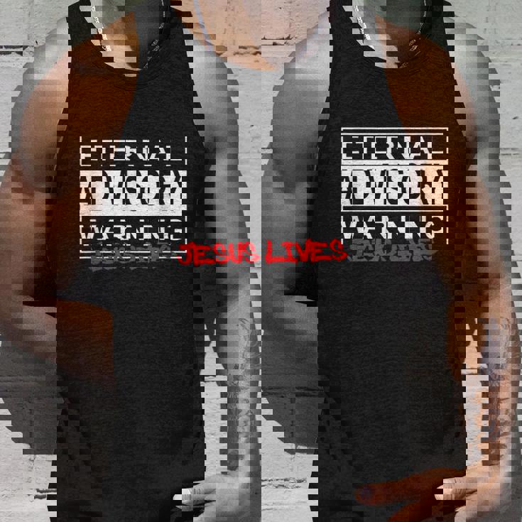 Eternal Advisory Warning Jesus Lives Cool Christmas タンクトップ 彼への贈り物