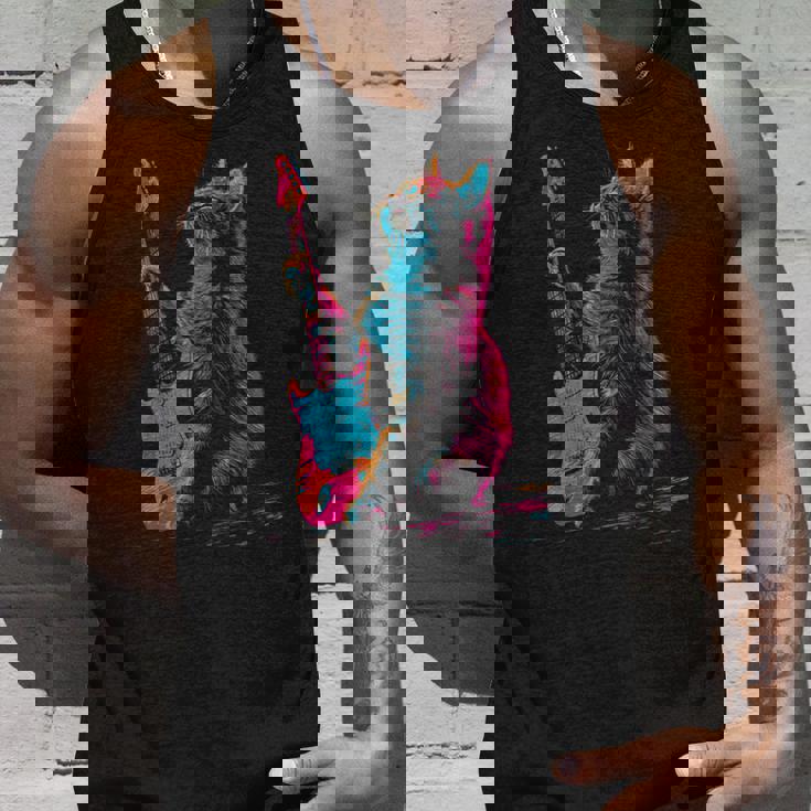 Feline Groove ロックギター 猫デザイン 音楽愛好家向け タンクトップ 彼への贈り物