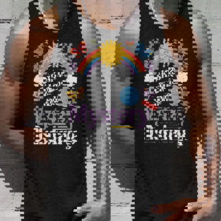 Ask Me About My Mystery Discharge アダルトユーモアジョーク タンクトップ 彼への贈り物