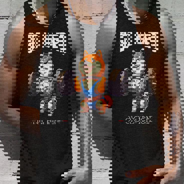 Go Hard Or Go Home 柴犬 犬 ウエイトリフティング フィットネス ジム タンクトップ 彼への贈り物