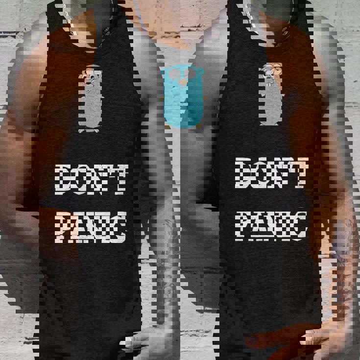 Golang Gopher プログラミング ユーモア Don't Panic Coding Developer タンクトップ 彼への贈り物