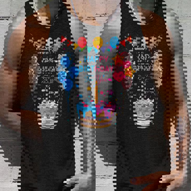 Happy Birthday To You ケーキとバルーンパーティー タンクトップ 彼への贈り物