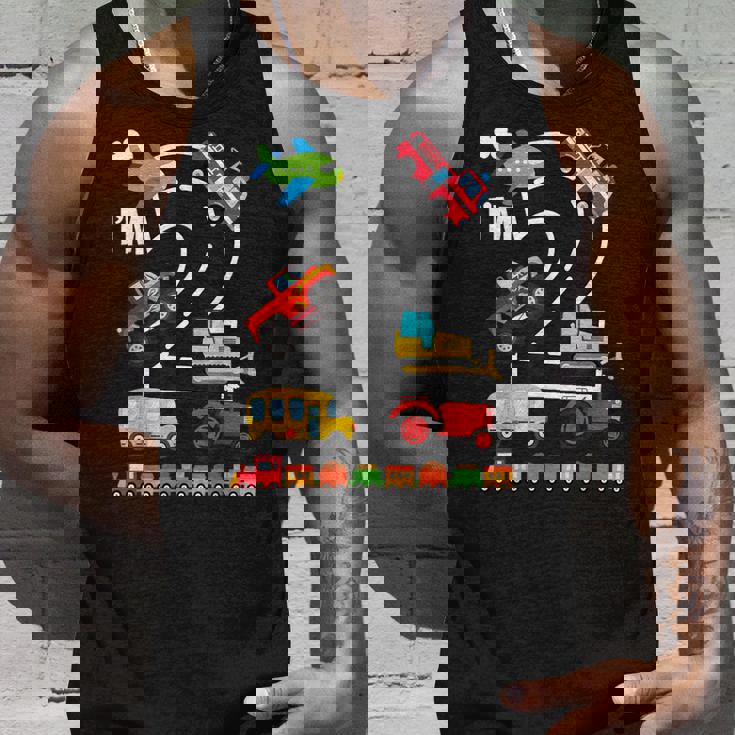 I'm 2 2歳の誕生日 トラック 乗り物 交通機関車 タンクトップ 彼への贈り物