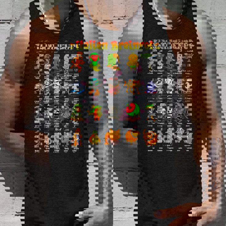 Italian Brainrot 面白いイタリアンブレインロットミームキャラクター タンクトップ 彼への贈り物