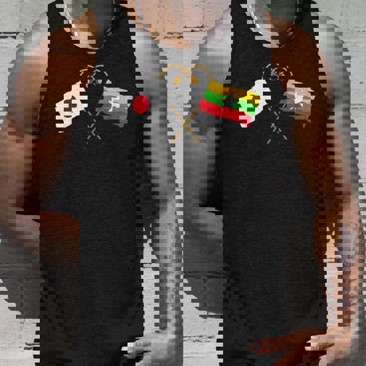 Japanese Flag Myanmar Flag ミャンマー遺産 ミャンマーのルーツ 日本の国旗 ミャンマーの国旗 タンクトップ 彼への贈り物