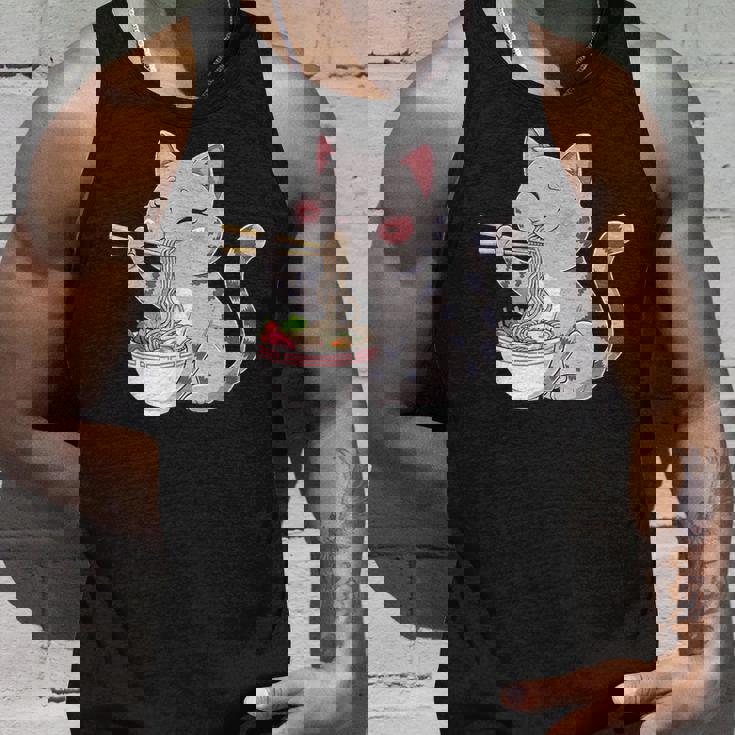 Kawaii Ramen Cat Neko Cute Anime Noodle Lover タンクトップ 彼への贈り物