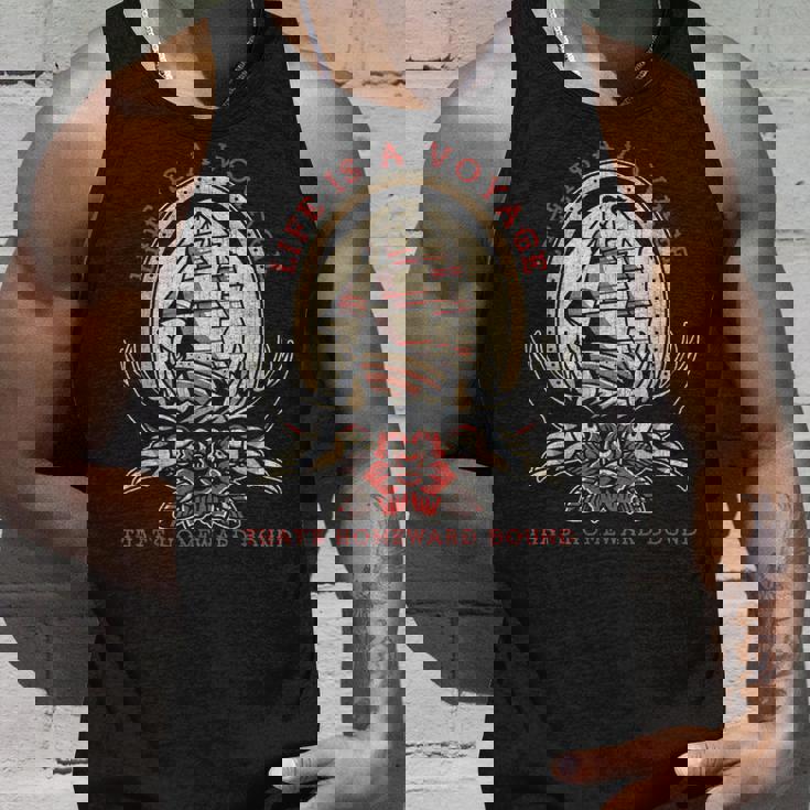 Life Is Aoyage オールドスクール セーリング船 タトゥーデザイン タンクトップ 彼への贈り物