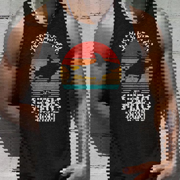 Life Is Better Withharks Around レトロ シャーク タンクトップ 彼への贈り物