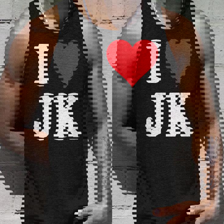 I Love Jk Initials I Heart JK First Last Name J K タンクトップ 彼への贈り物