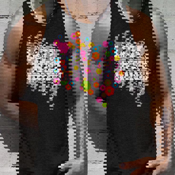 Love Peace Happiness 60年代70年代ヒッピーフラワーパワー タンクトップ 彼への贈り物