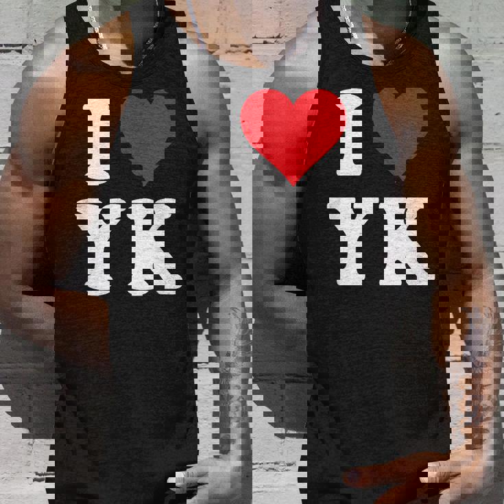 I Love Yk Initials I Heart YK First Last Name Y K タンクトップ 彼への贈り物