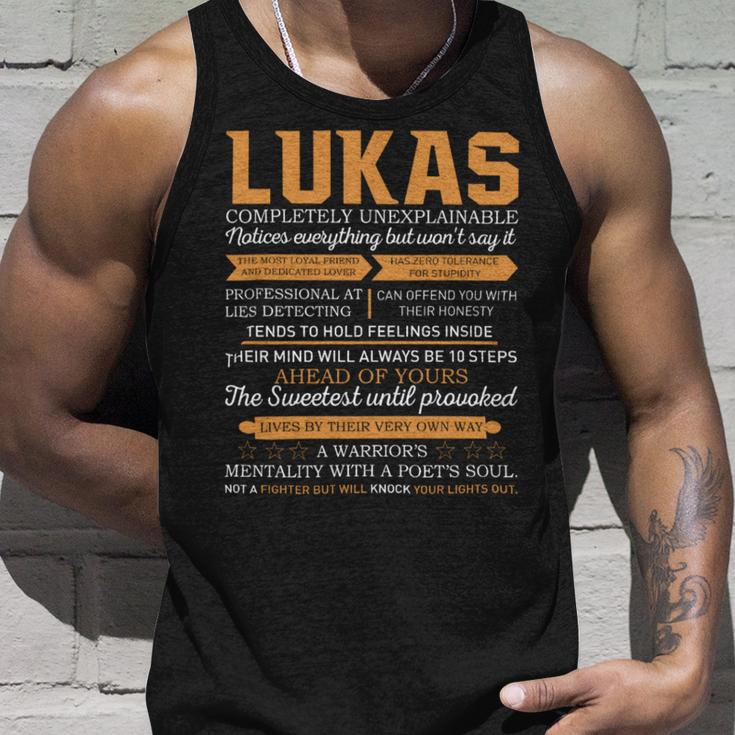 Lukas Completely Unexplainable Notices Everything But Won’T Say It Name Tank Top Gifts for Him