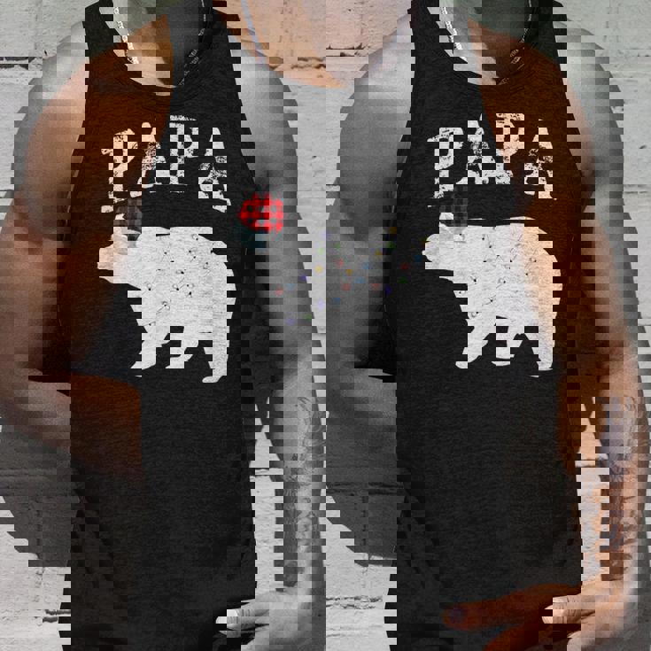 Papa Bear Xmas Buffalo Plaid Lights Matching Family Pajama タンクトップ 彼への贈り物