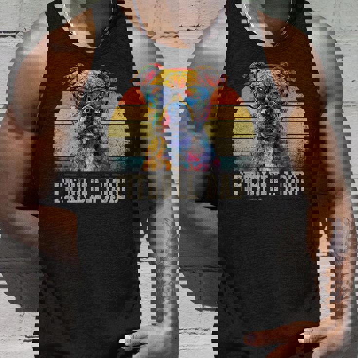 Pitbull Dad Dog Lover カラフル アーティスティック ピットブルのオーナー。 タンクトップ 彼への贈り物